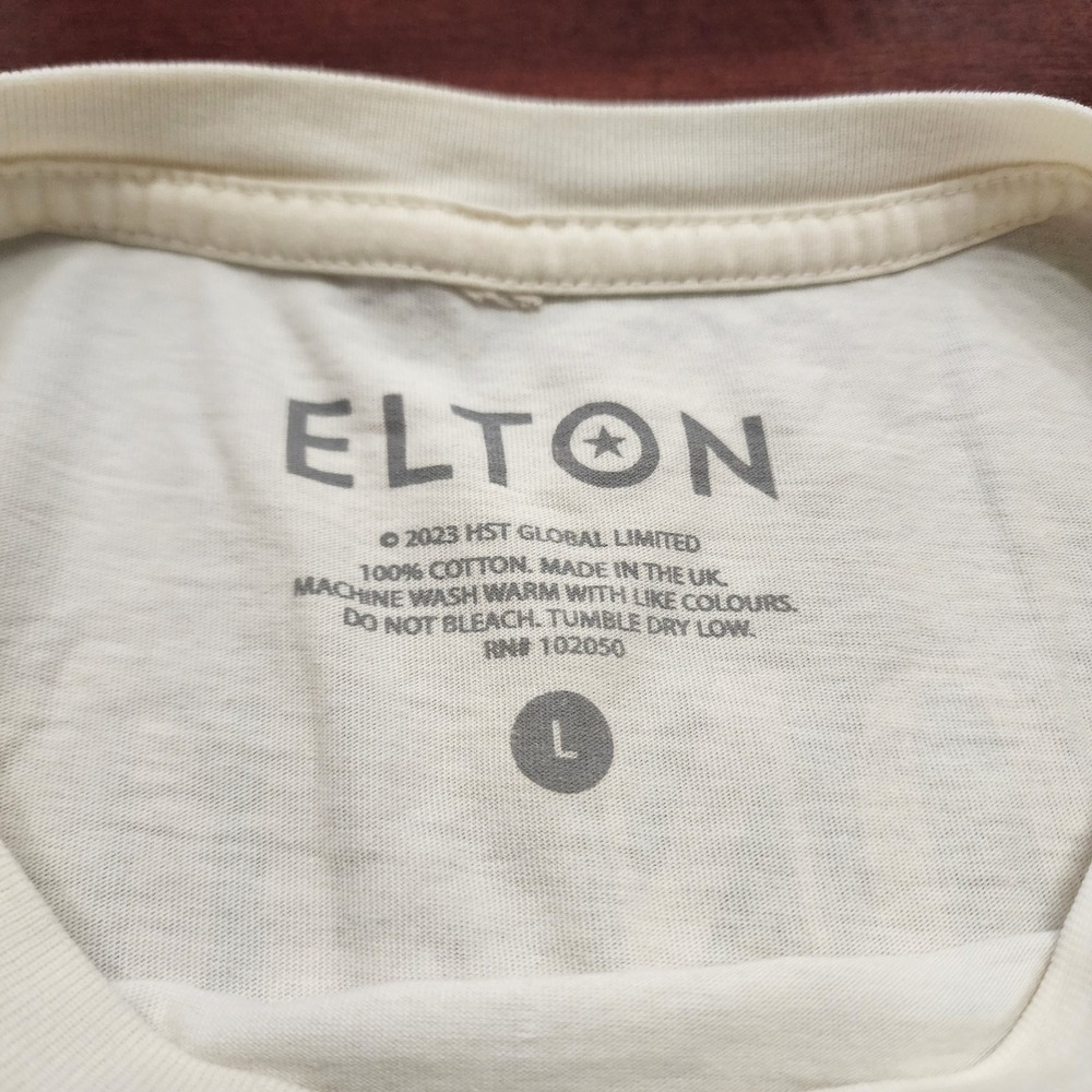 Elton John T Shirt Mens L Cream Troubadour 1970 Live Graphic Cotton Concert Tee - Picture 3 of 10